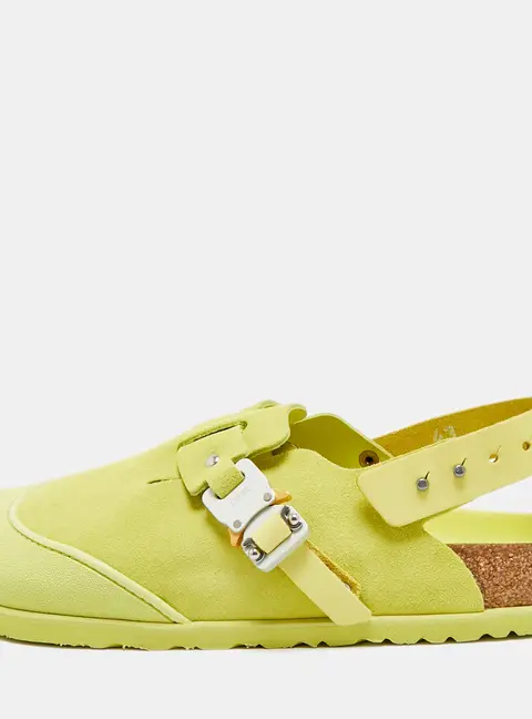 Dior x Birkenstock Tokio Size 43 Neon Green Suede Flat Slingback Sandals
