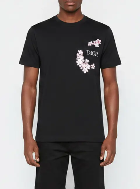 Dior Homme x Sorayama Black Flower Patch Cotton Crewneck T-Shirt XS