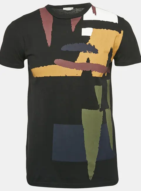 Dior Homme Black Printed Cotton Jersey Crew Neck T-Shirt XS