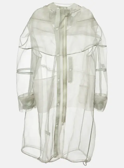 Dior Homme Sage Green Sheer Tulle Hooded Long  Jacket M