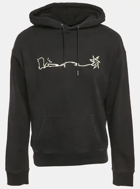 Dior Homme Black Embroidered Cotton Hoodie S