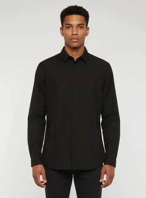 Dior Homme Black Poplin Long Sleeve Shirt XL