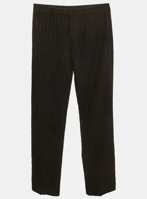 Dior Homme Black Pinstriped Wool Blend Straight Fit Trousers XL