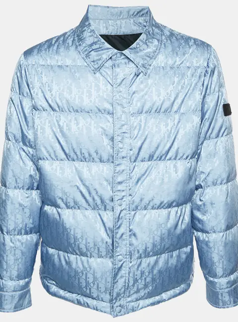 Dior Homme Blue Oblique Jacquard Puffer Jacket L