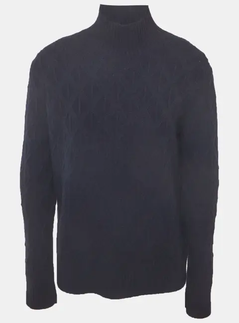 Dior Homme Navy Blue Textured Knit Long Sleeve Sweatshirt M