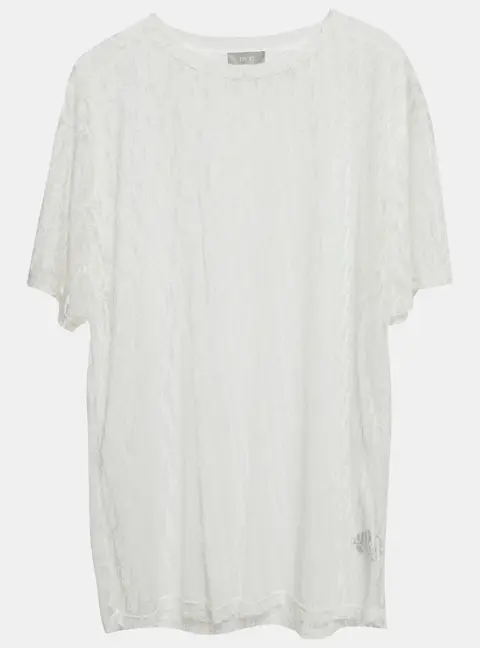 Dior Homme White Logo Oblique Jersey Sheer T-Shirt M