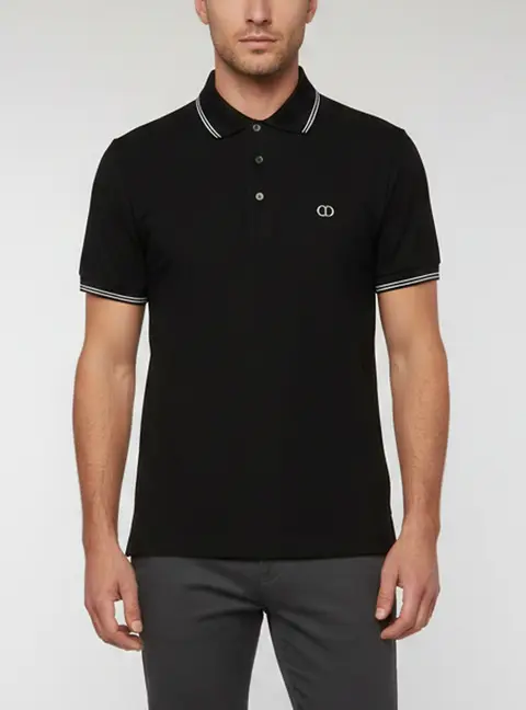 Christian Dior Homme Black CD Icon Cotton Pique Polo T-Shirt XL
