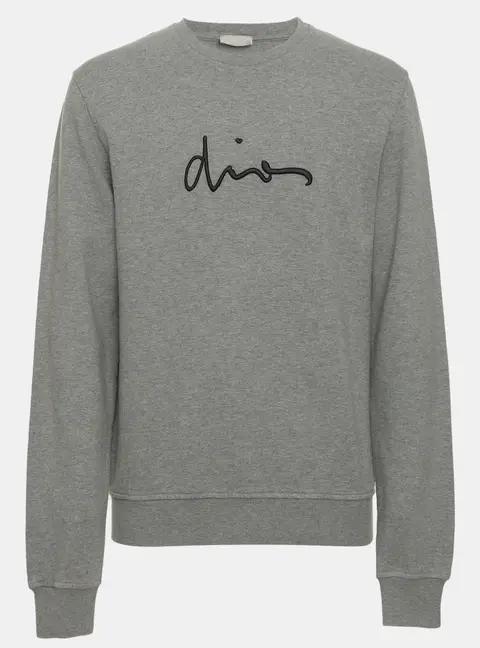 Dior Grey Logo Embroidered Cotton Sweater L