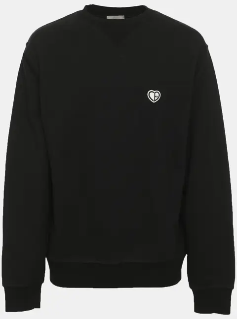 Dior Black Jersey CD Heart Logo Crewneck Sweatshirt S