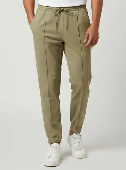 Dior Homme Green Virgin Wool Pleated Drawstring Joggers XS