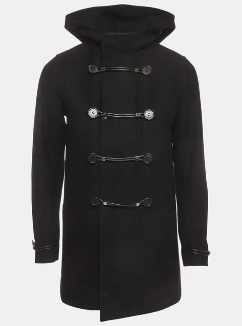 Dior Homme Black Wool Blend Hooded Duffle Coat S