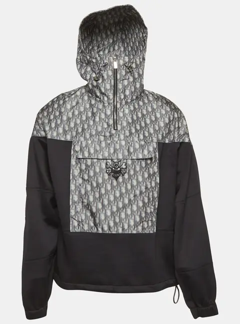 Dior X Stussy Blurred Oblique Jersey and Synthetic Anorak Hoodie XL