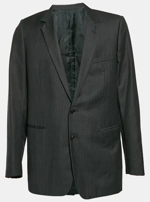 Dior Homme Black Striped Wool Single Breasted Blazer XXL