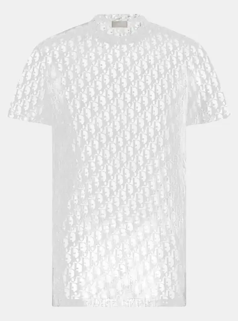 Dior Homme White Oblique Knit Sheer T-Shirt XXXS