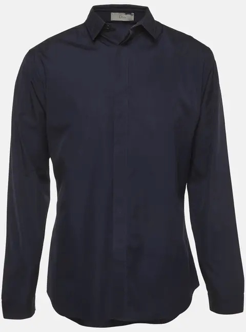Dior Homme Navy Blue Cotton Poplin Shirt XL
