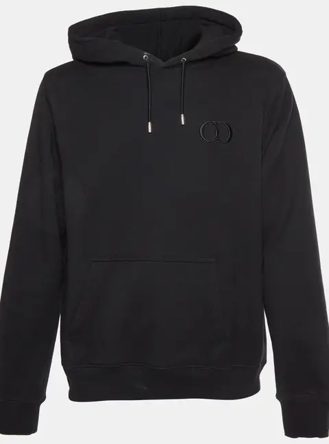 Dior Homme Black Logo Embroidered Cotton Knit Hoodie XXL