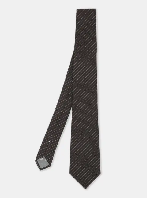Dior Dark Brown Diagonal Patterned Silk Tie