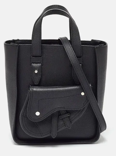 Dior Saddle Black Leather Tote Bag