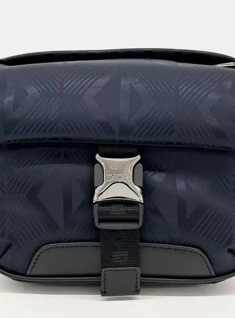 Dior Explorer Small Navy Blue CD Diamond Mirage Technical Fabric Messenger Bag