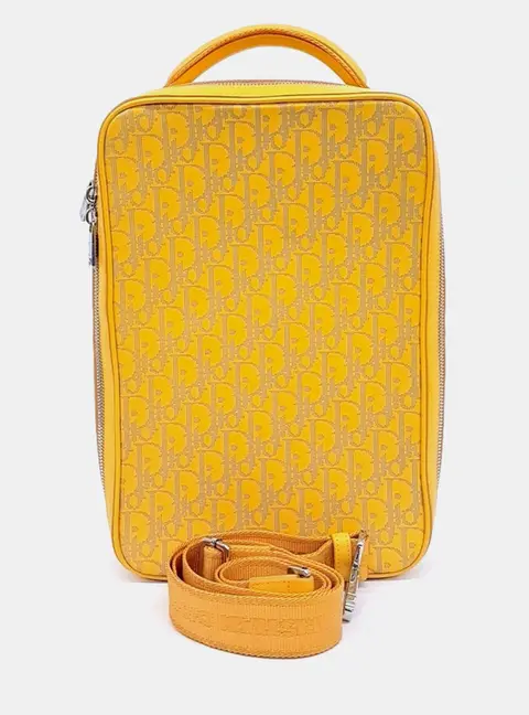 Dior World Tour Oblique Galaxy Yellow Leather Sling Bag