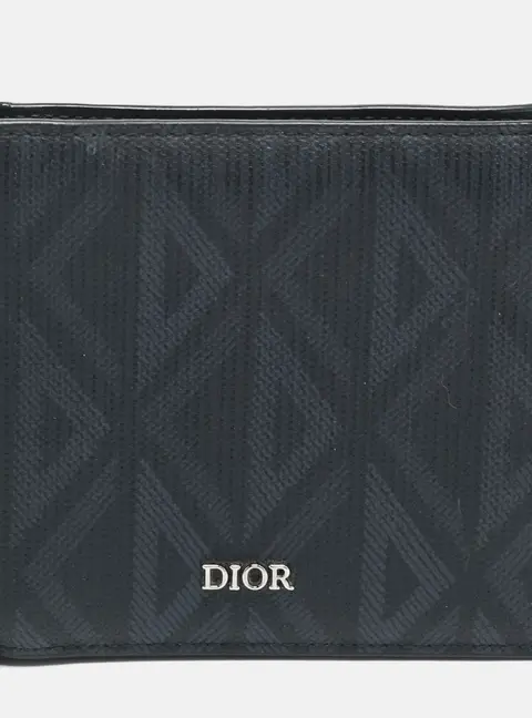 Dior Black/Grey CD Diamond Coated Canvas Bifold Wallet