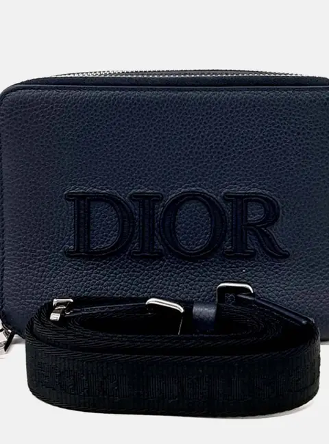 Dior Navy Blue Leather Mini Crossbody Bag