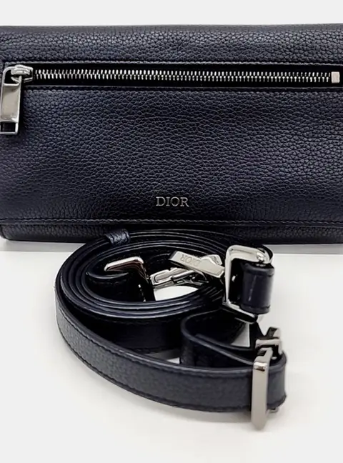 Dior Navy Blue Leather Homme long wallet and crossbody bag