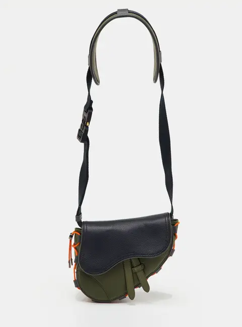 Dior x Sacai Multicolor Technical Fabric and Leather Mini Saddle Bag