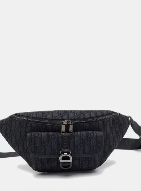 Dior 8 Black/Grey Oblique Canvas and Leather Belt Bag