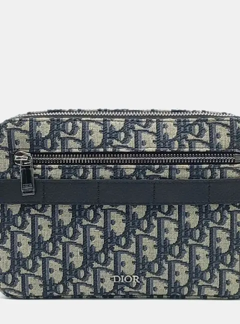 Dior Navy Blue Canvas Oblique Safari Messenger Bag