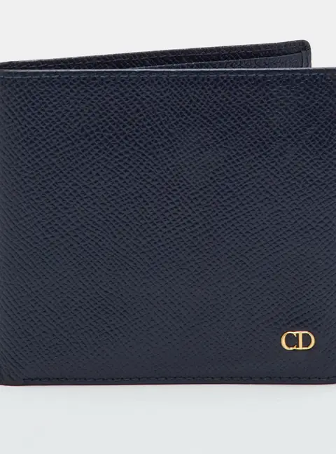 Dior Navy Blue Leather Bifold Wallet