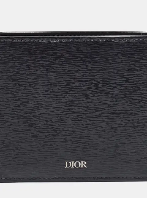 Dior Black Grain Leather Bifold Wallet