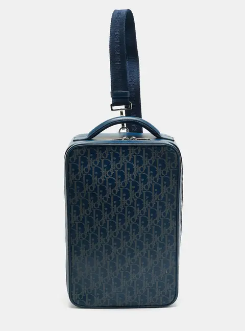 Dior Galaxy World Tour Blue Oblique Perforated Leather Shoe Case/Sling Bag