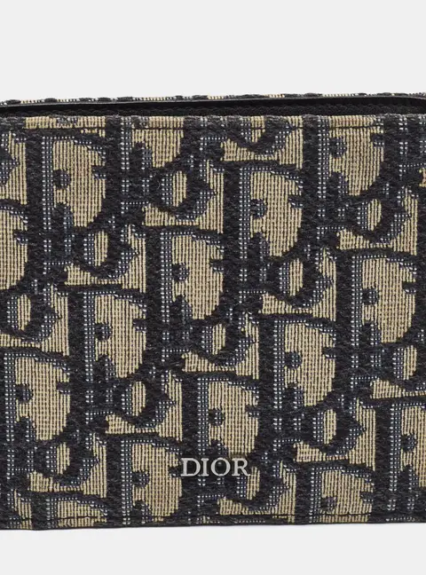 Dior Navy Blue Oblique Canvas Bifold Wallet
