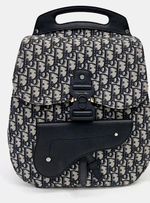 Dior Gallop Mini Black Dior Oblique Jacquard Canvas and Calfskin Leather Backpack Bag