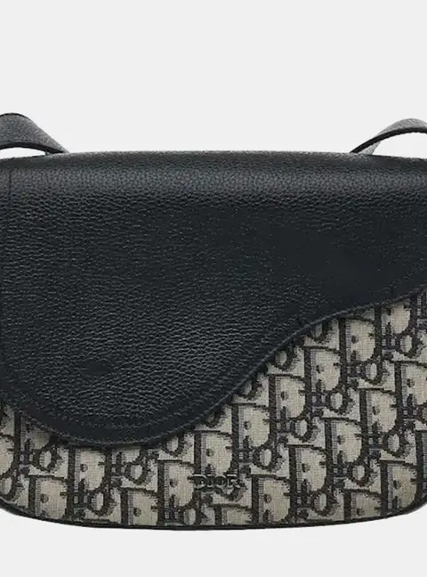 Dior Small Saddle Black Oblique Jacquard Grained Calfskin Leather Messenger Bag