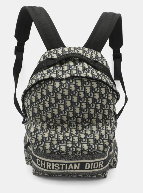 Dior Blue Oblique Canvas and Nylon Travel Backpack