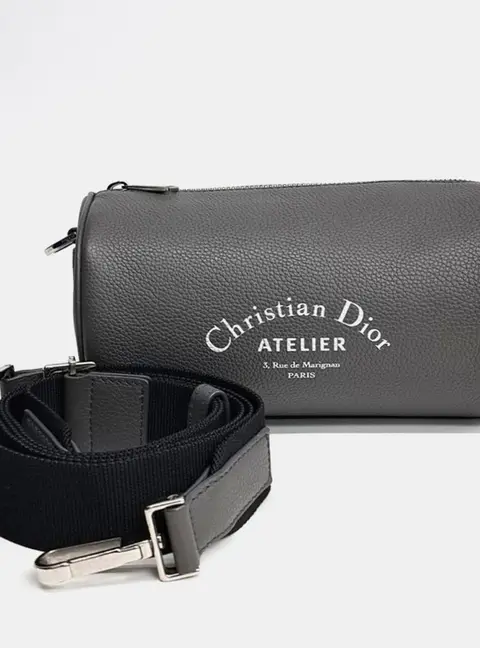 Dior Grey Leather Dior Homme Atelier Roller Bag