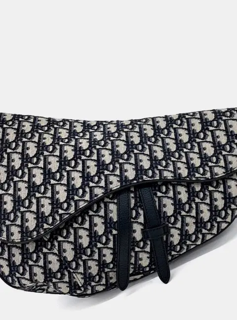 Dior Saddle Beige/Blue Oblique Canvas Belt Bag