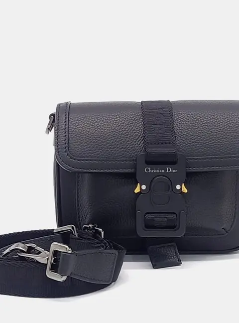 Dior Black Leather Hit The Road Mini Messenger Bag