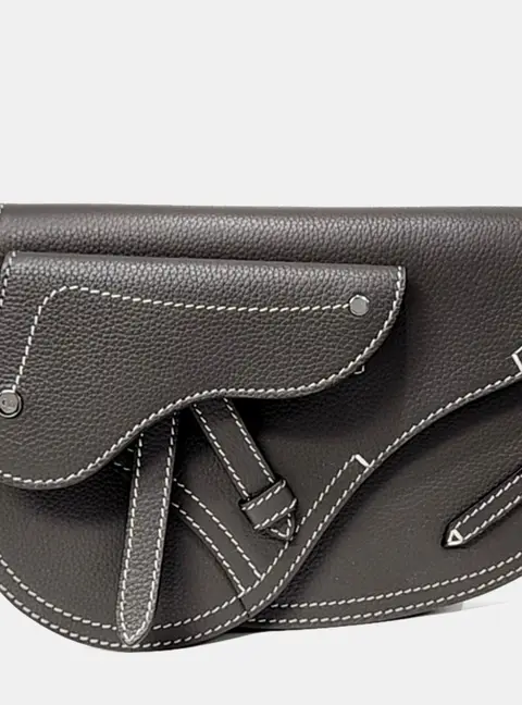 Dior Brown Leather Saddle Pouch Bag