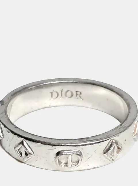 Dior CD Diamond Sterling Silver Ring Size 50