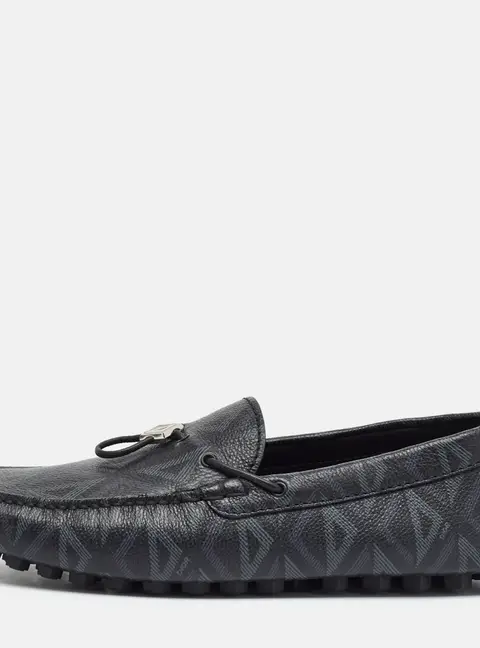 Dior Size 40 Black CD Diamond Leather Driver Loafers