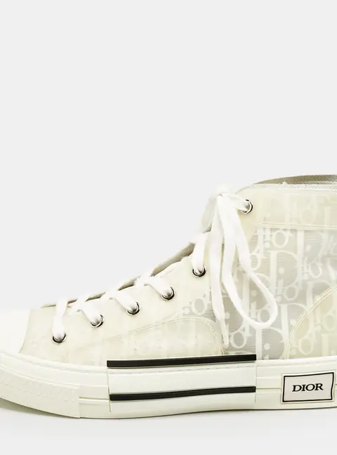 Dior White Oblique Mesh and Rubber B23 Sneakers Size 41