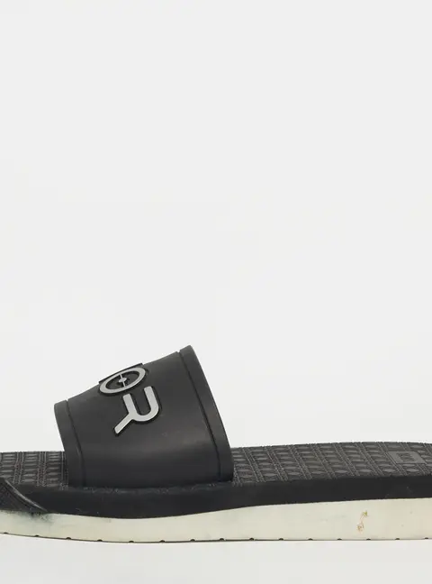 Dior Alpha Size 40 Black Rubber Flat Slide  Sandals
