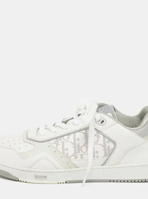Dior B27 Size 43.5 White Oblique Leather Lace Up Sneakers
