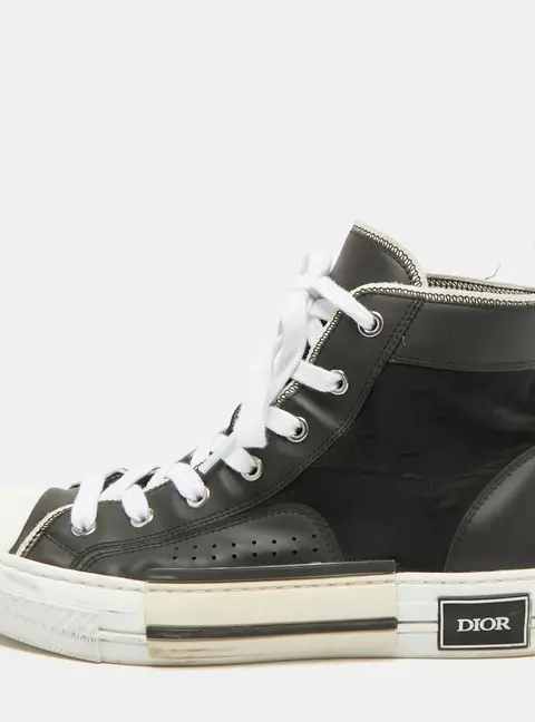 Dior B23 Size 41 Black Leather and Nylon High Top Sneakers