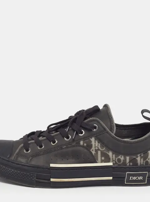 Dior B23 Size 43 Black Oblique Mesh and Rubber Low Top Sneakers