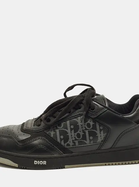 Dior b27 Size 43 Black Oblique Leather Uptown Lace Up Sneakers