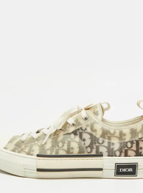 Dior B23 Size 44 Grey/Transparent Oblique Mesh and PVC Low Top Sneakers
